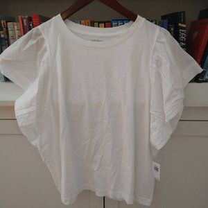 Old Navy XXL Flutter-Sleeve Paneled T-Shirt, White Lillies